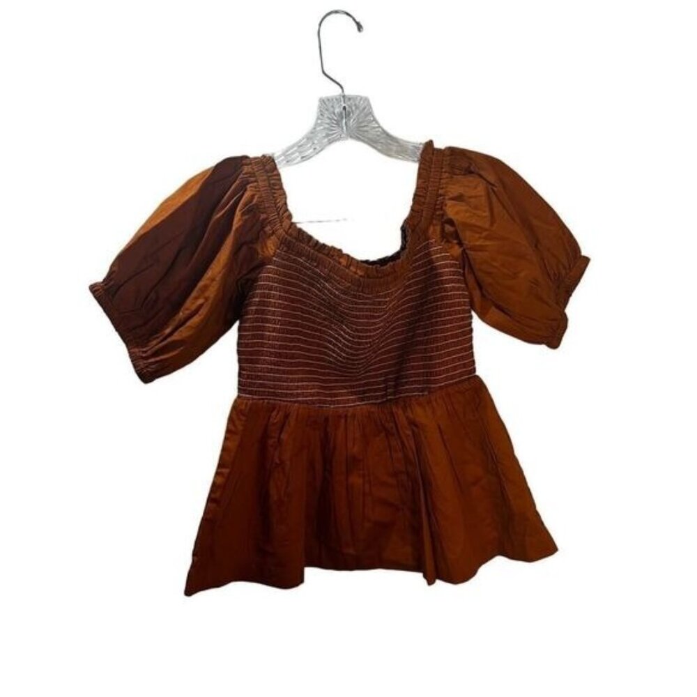NWT Old Navy Puff-Sleeve Smocked Peplum Blouse‎ Small